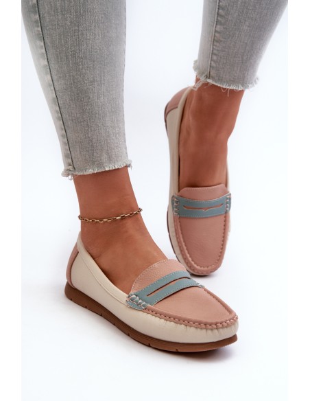 Women's Pink Faux Leather Moccasins Vikitara