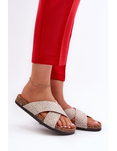 Women's Slippers on Cork Platform Beige Tesolen