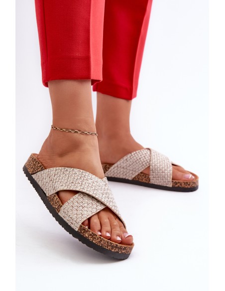 Women's Slippers on Cork Platform Beige Tesolen