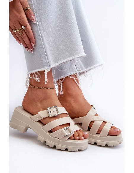 Fragrant Women's Mules With Low Heel ZAXY NN285042 Beige