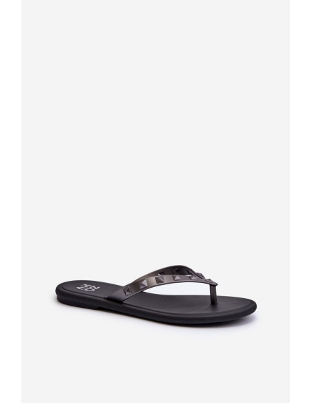 [Flat Flexible Women's Flip-Flops ZAXY JJ285297 Gray-Black]