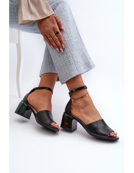 Women's High Heel Sandals in Black Eco Leather Horissa