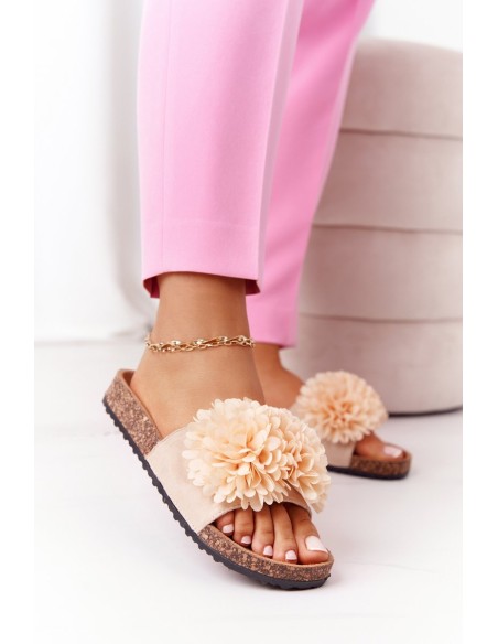 Slippers On The Cork Sole Beige Flowerbomb