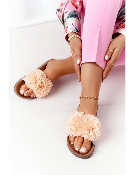 Slippers On The Cork Sole Beige Flowerbomb