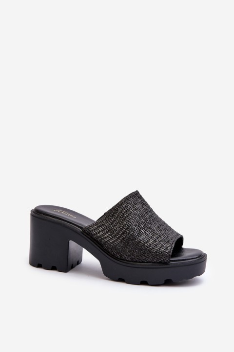 Women's Sandals with Weave on Heel Black Titantha