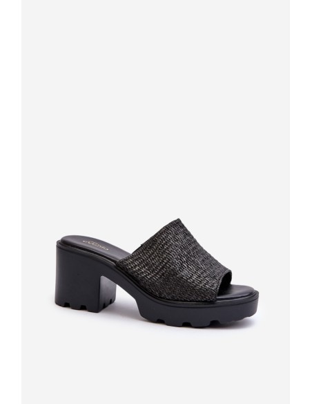 Women's Sandals with Weave on Heel Black Titantha
