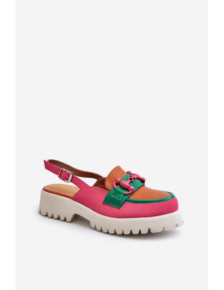 Women's Flat Heel Sandals with Orange Decoration D&A MR38-656