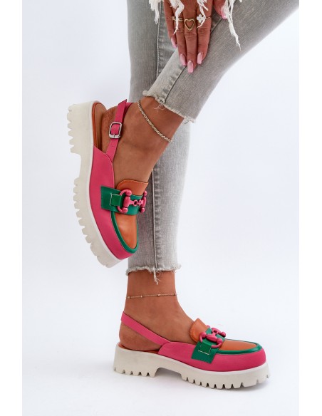 Women's Flat Heel Sandals with Orange Decoration D&A MR38-656