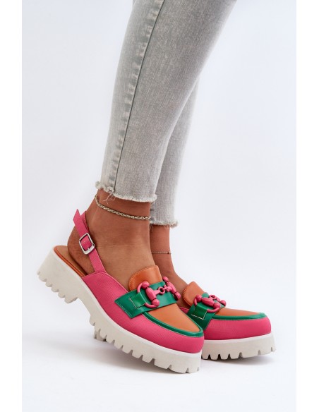 Women's Flat Heel Sandals with Orange Decoration D&A MR38-656