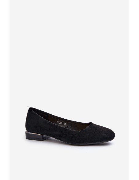 Women's Ballerina Flats in Eco-Suede with Low Heel Black Sergio Leone PB202