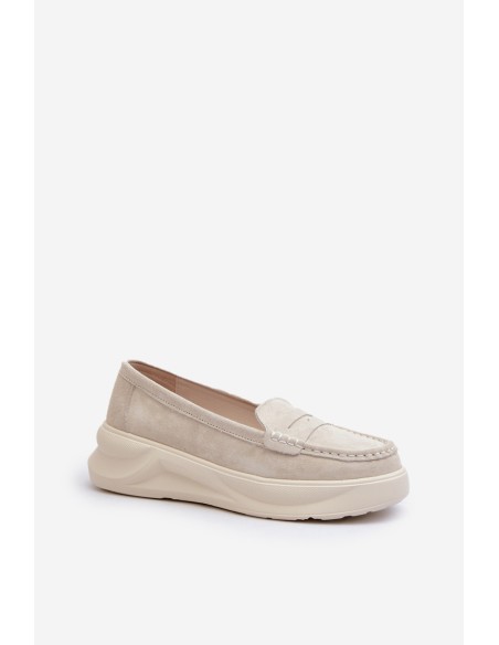 Light Beige Women's Suede Moccasins Filidia