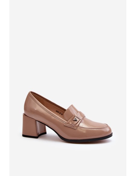 Beige Patent Leather High Heels Felicijana