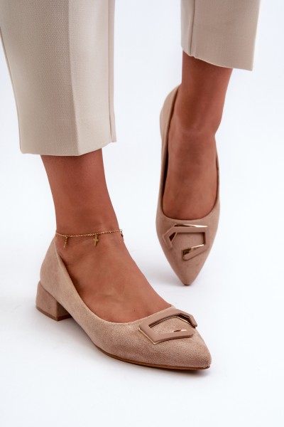Low Heel Pumps With Eco Suede Embellishment S.Barski KV27-034 Beige 2