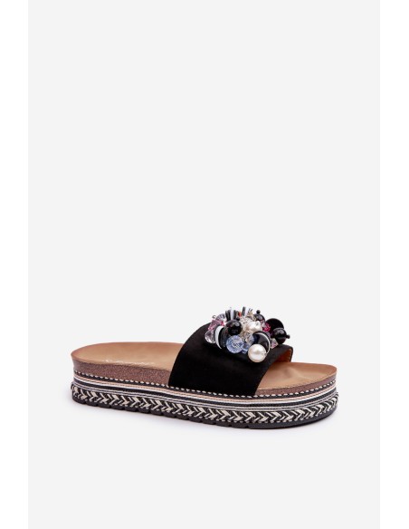 Women's Platform Sandals with Decorations S.Barski HY077 Black