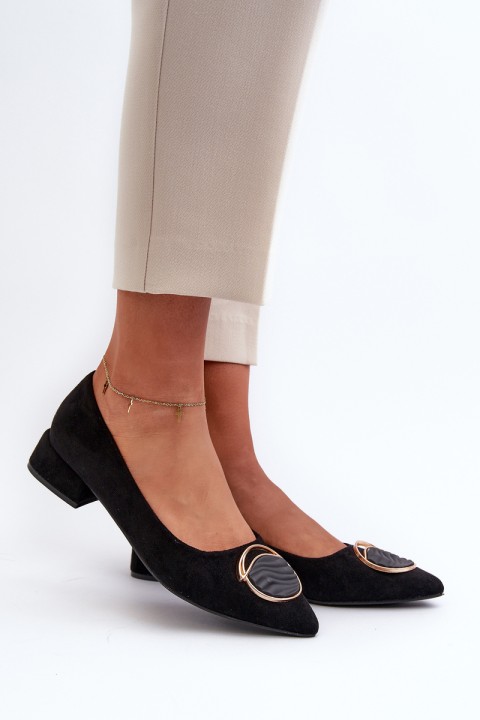 Low-Heeled Court Shoes Made of Eco Suede S.Barski KV27-037 Black