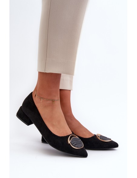 Low-Heeled Court Shoes Made of Eco Suede S.Barski KV27-037 Black