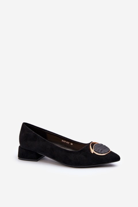 Low-Heeled Court Shoes Made of Eco Suede S.Barski KV27-037 Black