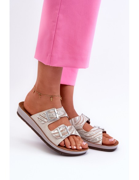 Comfortable Women's Flip Flops With Buckles Inblu CP000045 Beige