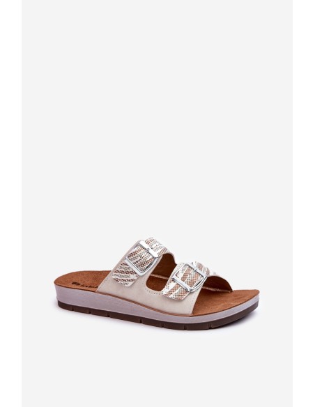Comfortable Women's Flip Flops With Buckles Inblu CP000045 Beige