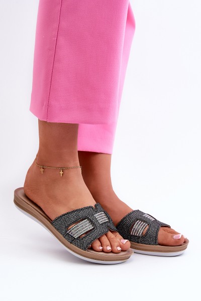 Comfortable Shiny Women's Slippers Inblu BA000050 Black