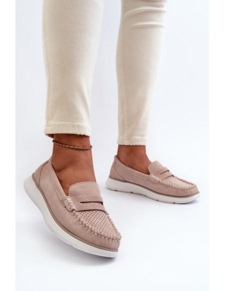 Suede Platform Moccasins Sergio Leone SP012 Beige
