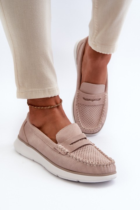 Suede Platform Moccasins Sergio Leone SP012 Beige