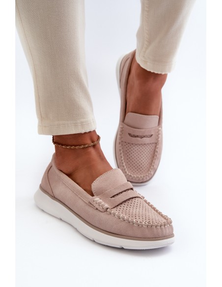 Suede Platform Moccasins Sergio Leone SP012 Beige