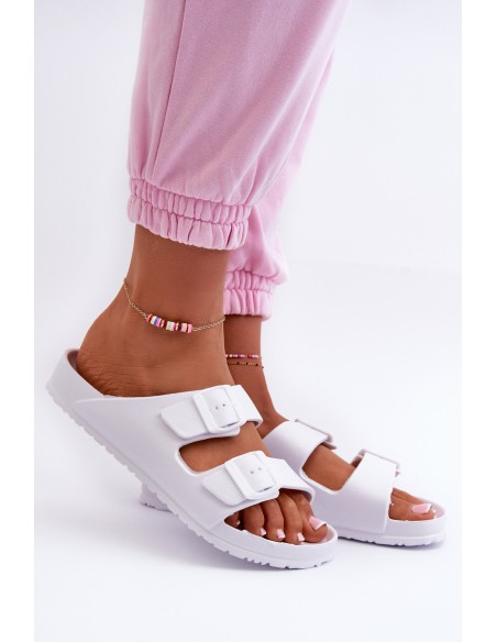 Women's Foam Flip Flops with Buckles White Luciene