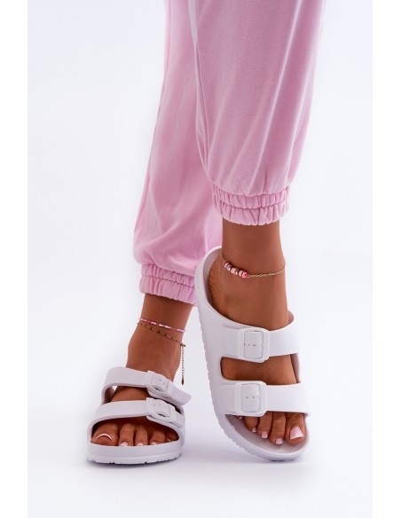 Women's Foam Flip Flops with Buckles White Luciene