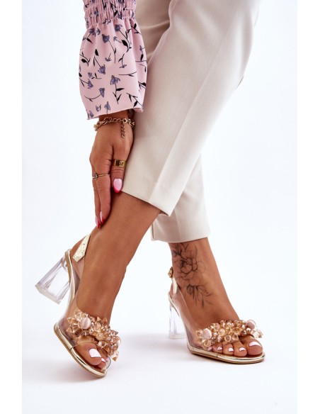 Fashionable Transparent Sandals With Ornaments Gold Carmelo