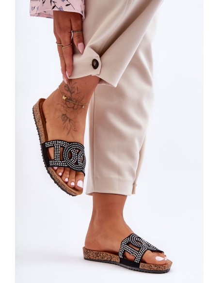 Women's Embellished Slippers Black Evelins