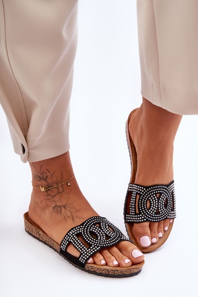 Women's Embellished Slippers Black Evelins 2
