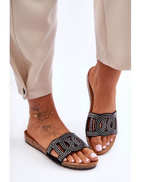 Women's Embellished Slippers Black Evelins