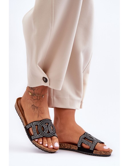 Women's Embellished Slippers Black Evelins