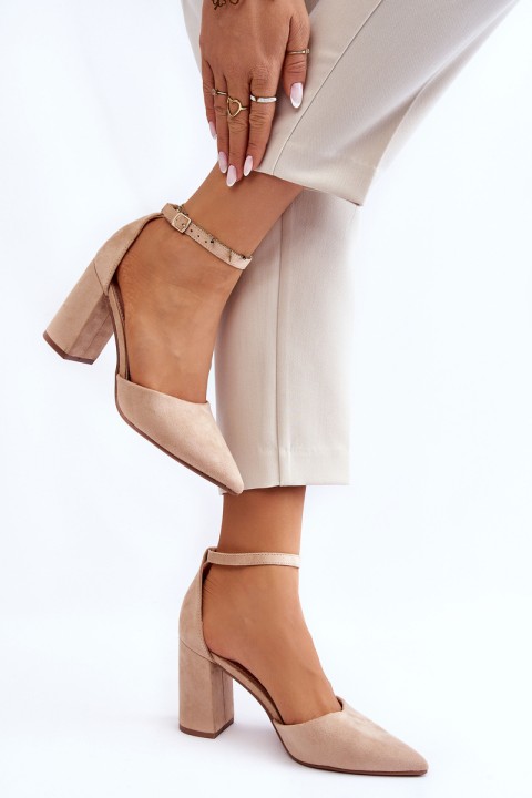 Suede Heel Pumps Beige Lexie