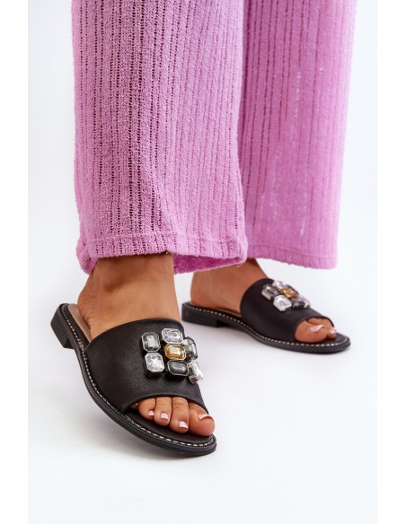 Women's sandals with decorations S.Barski KV27-031 black