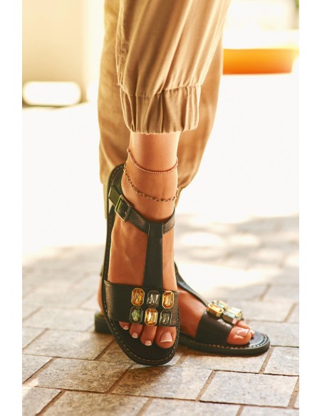 Elegant Women's Sandals With Decorative Details S.Barski KV27-030 Black