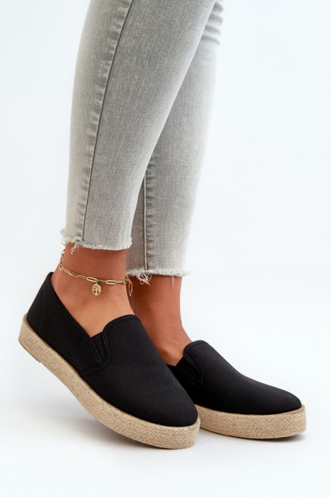 Women's Platform Espadrilles Black Naloenma