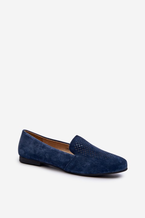 Suede Comfortable Loafers Navy Giovana