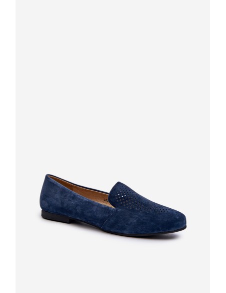 Suede Comfortable Loafers Navy Giovana