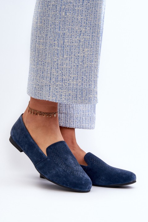 Suede Comfortable Loafers Navy Giovana