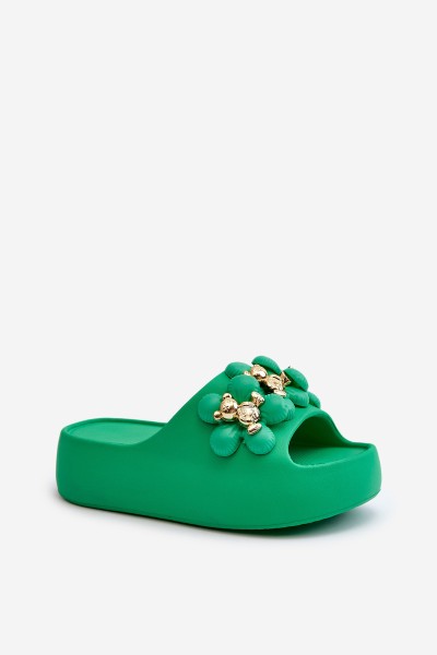 Women's Foam Slides With Decorations On Thick Sole Green Bremavia 2