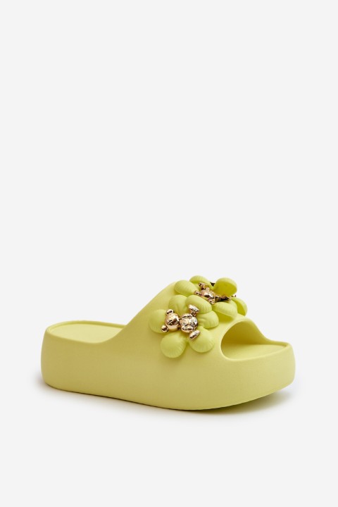 Women's Foam Slippers With Decorations On Thick Sole Lime Bremavia