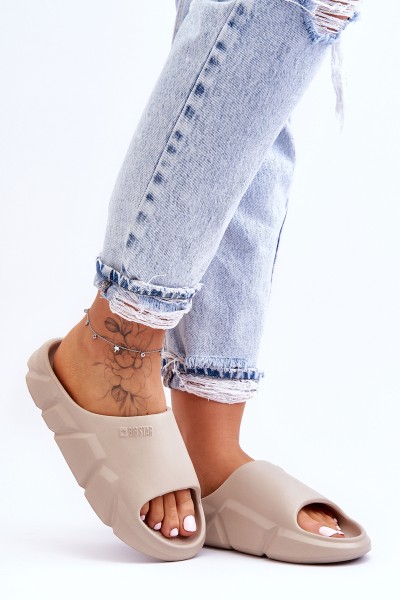 Moteriškos šviesios putos Big Star šlepetės LL274593 Smėlio spalvos