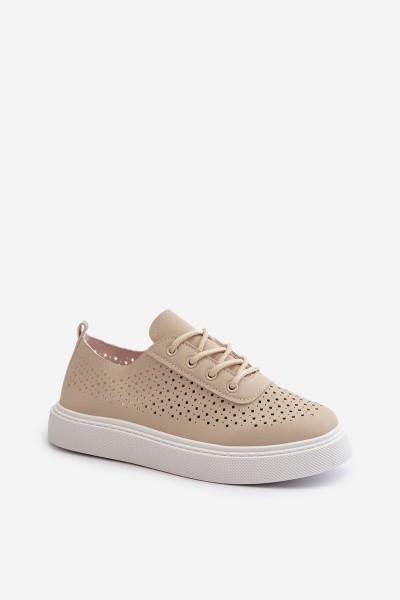 Lace-up Platform Sneakers in Beige Tanvi 2