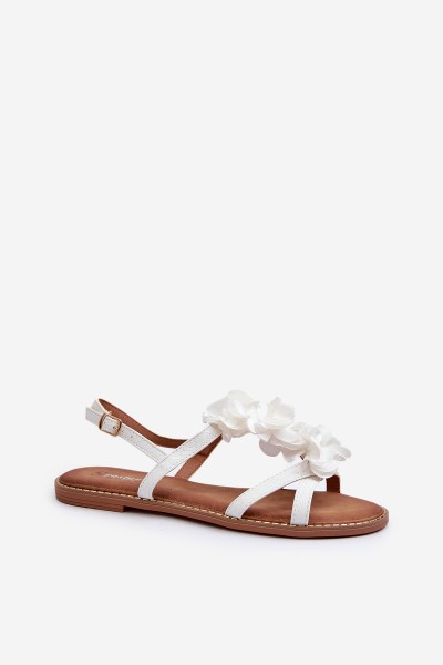 Women's Flat Sandals Adorned with White Flower Decorations Abidina 2