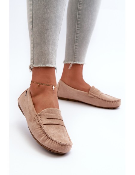 Women's Beige Faux Suede Loafers Rerceria