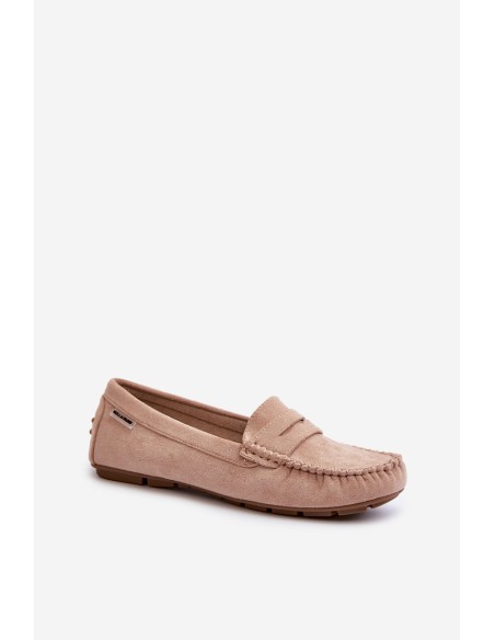 Women's Beige Faux Suede Loafers Rerceria
