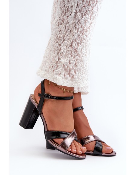 Eco Leather High Heel Platform Sandals Black Abilica