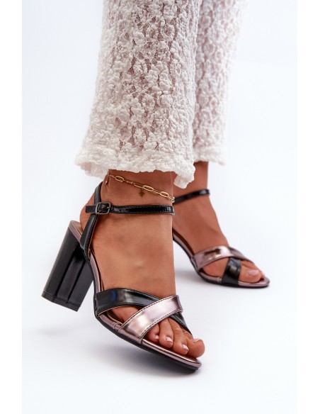 Eco Leather High Heel Platform Sandals Black Abilica